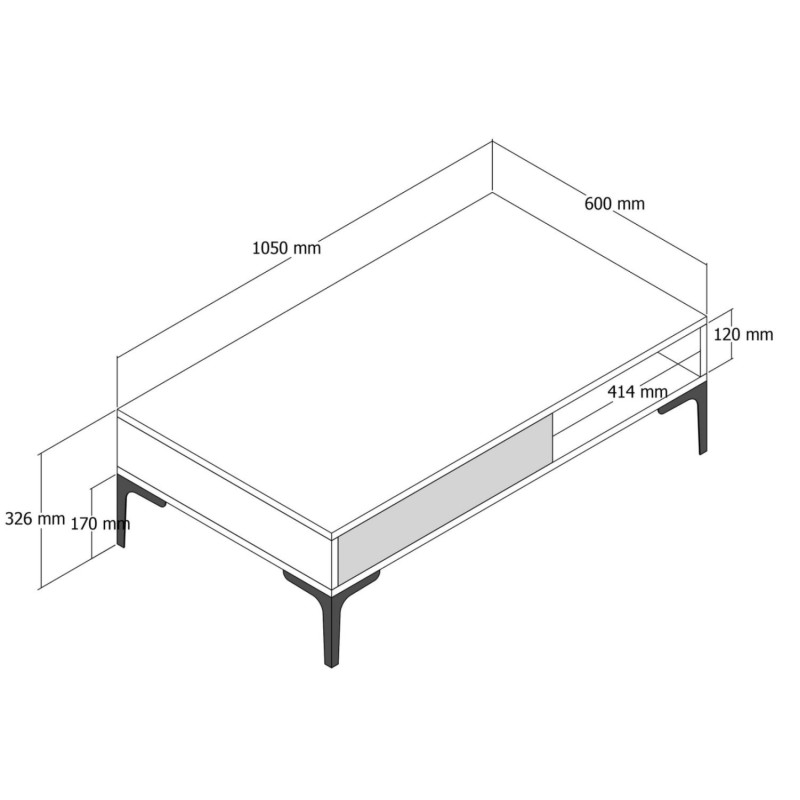COFFEE TABLE FK9503.04 MELAMINE WALNUT-BLACK MARBLE LOOK & METAL LEGS 105x60x32.6Hcm. COFFEE TABLE FK9503.04 MELAMINE WALNUT-BLACK MARBLE LOOK & METAL LEGS 105x60x32.6Hcm.