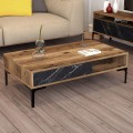 COFFEE TABLE FK9503.04 MELAMINE WALNUT-BLACK MARBLE LOOK & METAL LEGS 105x60x32.6Hcm. COFFEE TABLE FK9503.04 MELAMINE WALNUT-BLACK MARBLE LOOK & METAL LEGS 105x60x32.6Hcm.