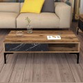 COFFEE TABLE FK9503.04 MELAMINE WALNUT-BLACK MARBLE LOOK & METAL LEGS 105x60x32.6Hcm. COFFEE TABLE FK9503.04 MELAMINE WALNUT-BLACK MARBLE LOOK & METAL LEGS 105x60x32.6Hcm.