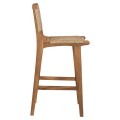 BAR STOOL WITH BACKREST NESHA FK9788 TEAK WOOD IN NATURAL-BEIGE ROPE 45x57x110Hcm. BAR STOOL WITH BACKREST NESHA FK9788 TEAK WOOD IN NATURAL-BEIGE ROPE 45x57x110Hcm.