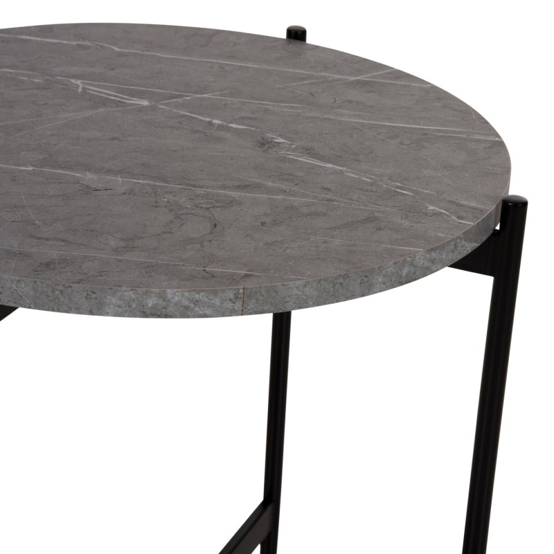 SIDE TABLE FK9589.02 MDF GREY MARBLE-BLACK METAL BASE Φ50x55Hcm. SIDE TABLE FK9589.02 MDF GREY MARBLE-BLACK METAL BASE Φ50x55Hcm.