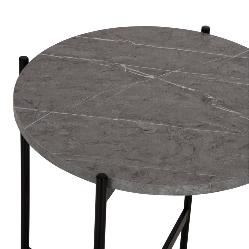 SIDE TABLE FK9589.02 MDF GREY MARBLE-BLACK METAL BASE Φ50x55Hcm. SIDE TABLE FK9589.02 MDF GREY MARBLE-BLACK METAL BASE Φ50x55Hcm.
