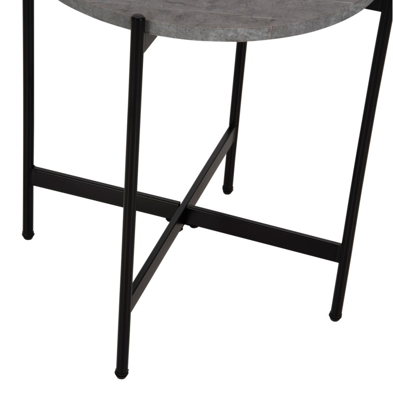 SIDE TABLE FK9589.02 MDF GREY MARBLE-BLACK METAL BASE Φ50x55Hcm. SIDE TABLE FK9589.02 MDF GREY MARBLE-BLACK METAL BASE Φ50x55Hcm.
