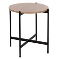 SIDE TABLE FK9589.03 MDF SONOMA-BLACK METAL BASE Φ50x55Hcm. SIDE TABLE FK9589.03 MDF SONOMA-BLACK METAL BASE Φ50x55Hcm.