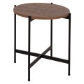 SIDE TABLE FK9589.04 MDF WALNUT-BLACK METAL BASE Φ50x55Hcm. SIDE TABLE FK9589.04 MDF WALNUT-BLACK METAL BASE Φ50x55Hcm.