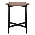 SIDE TABLE FK9589.04 MDF WALNUT-BLACK METAL BASE Φ50x55Hcm. SIDE TABLE FK9589.04 MDF WALNUT-BLACK METAL BASE Φ50x55Hcm.
