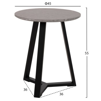 SIDE TABLE FK9587.02 MDF GREY MARBLE-BLACK METAL BASE Φ45x55Hcm. SIDE TABLE FK9587.02 MDF GREY MARBLE-BLACK METAL BASE Φ45x55Hcm.
