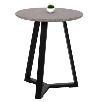 SIDE TABLE FK9587.02 MDF GREY MARBLE-BLACK METAL BASE Φ45x55Hcm.