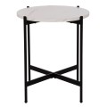 SIDE TABLE FK9589.05 MDF WHITE MARBLE-BLACK METAL BASE Φ50x55Hcm. SIDE TABLE FK9589.05 MDF WHITE MARBLE-BLACK METAL BASE Φ50x55Hcm.