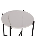 SIDE TABLE FK9589.05 MDF WHITE MARBLE-BLACK METAL BASE Φ50x55Hcm. SIDE TABLE FK9589.05 MDF WHITE MARBLE-BLACK METAL BASE Φ50x55Hcm.