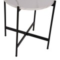 SIDE TABLE FK9589.05 MDF WHITE MARBLE-BLACK METAL BASE Φ50x55Hcm. SIDE TABLE FK9589.05 MDF WHITE MARBLE-BLACK METAL BASE Φ50x55Hcm.