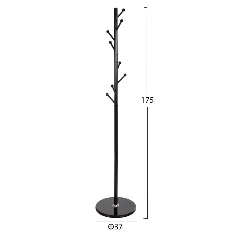 FLOOR STANDING HANGER FK9576.01 METALLIC 8 HANGING POSITIONS-BLACK Φ37x175Hcm. FLOOR STANDING HANGER FK9576.01 METALLIC 8 HANGING POSITIONS-BLACK Φ37x175Hcm.