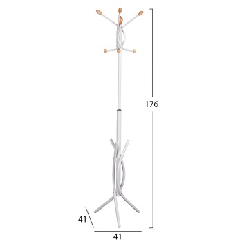 FLOOR STANDING HANGER FK9575.02 METALLIC IN WHITE COLOR-7 HANGING POSITIONS 41x41x176Hcm. FLOOR STANDING HANGER FK9575.02 METALLIC IN WHITE COLOR-7 HANGING POSITIONS 41x41x176Hcm.