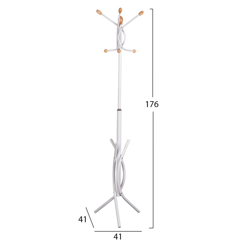 FLOOR STANDING HANGER FK9575.02 METALLIC IN WHITE COLOR-7 HANGING POSITIONS 41x41x176Hcm. FLOOR STANDING HANGER FK9575.02 METALLIC IN WHITE COLOR-7 HANGING POSITIONS 41x41x176Hcm.