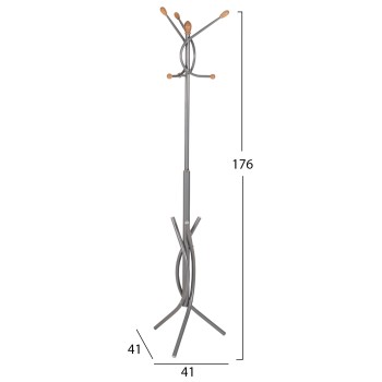 FLOOR STANDING HANGER FK9575.40 METALLIC IN SILVER COLOR-7 HANGING POSITIONS 41x41x176Hcm. FLOOR STANDING HANGER FK9575.40 METALLIC IN SILVER COLOR-7 HANGING POSITIONS 41x41x176Hcm.