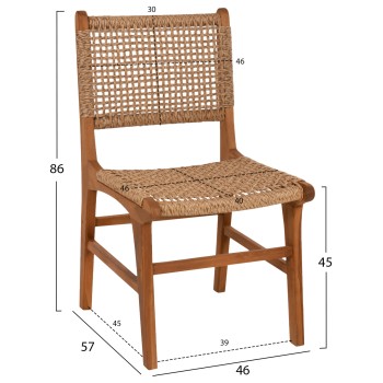 DINING CHAIR NESHA FK9386.11 TEAK WOOD AND VIRO ROPE 50x56x85Hcm. DINING CHAIR NESHA FK9386.11 TEAK WOOD AND VIRO ROPE 50x56x85Hcm.