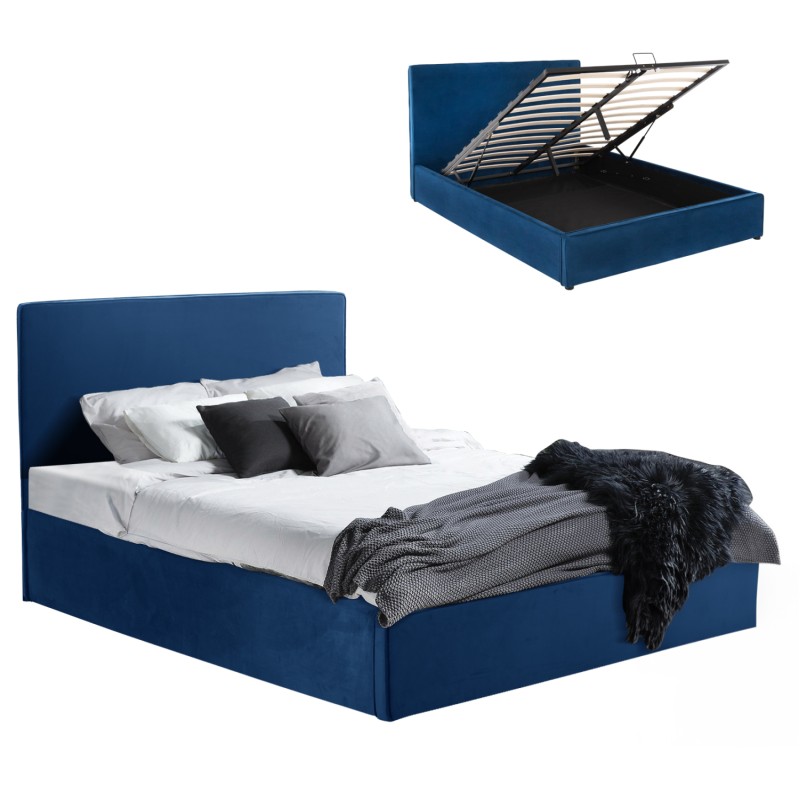 BED ALLIE FK584.18 160X200 WITH STORAGE SPACE-BLUE VELVET BED ALLIE FK584.18 160X200 WITH STORAGE SPACE-BLUE VELVET