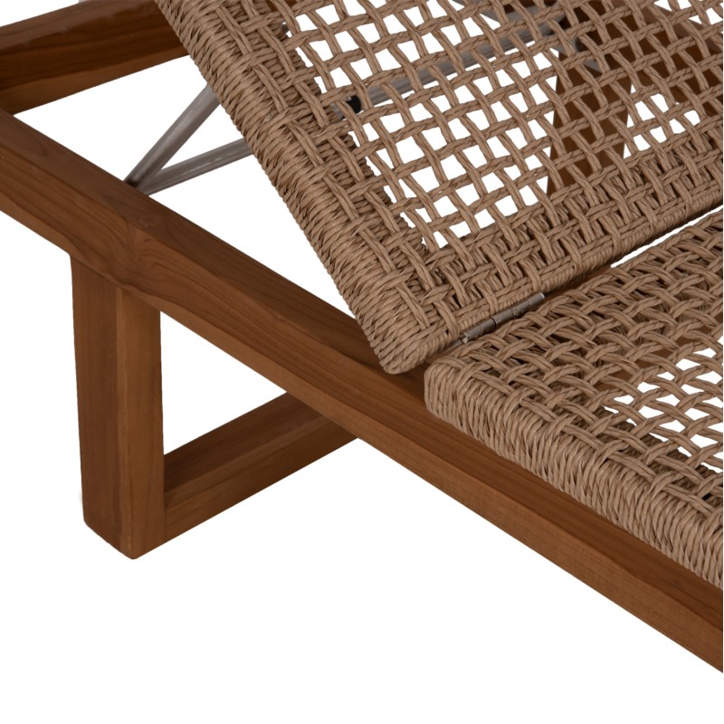 SUNLOUNGER PATRON FK5993 TEAK WOOD-VIRO ROPE WICKER 191x65x86Hcm. SUNLOUNGER PATRON FK5993 TEAK WOOD-VIRO ROPE WICKER 191x65x86Hcm.