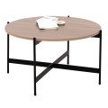 COFFEE TABLE FK9588.03 MDF SONOMA TABLETOP-BLACK METAL BASE Φ80x45Hcm. COFFEE TABLE FK9588.03 MDF SONOMA TABLETOP-BLACK METAL BASE Φ80x45Hcm.