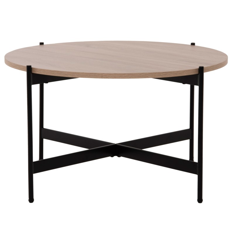 COFFEE TABLE FK9588.03 MDF SONOMA TABLETOP-BLACK METAL BASE Φ80x45Hcm. COFFEE TABLE FK9588.03 MDF SONOMA TABLETOP-BLACK METAL BASE Φ80x45Hcm.