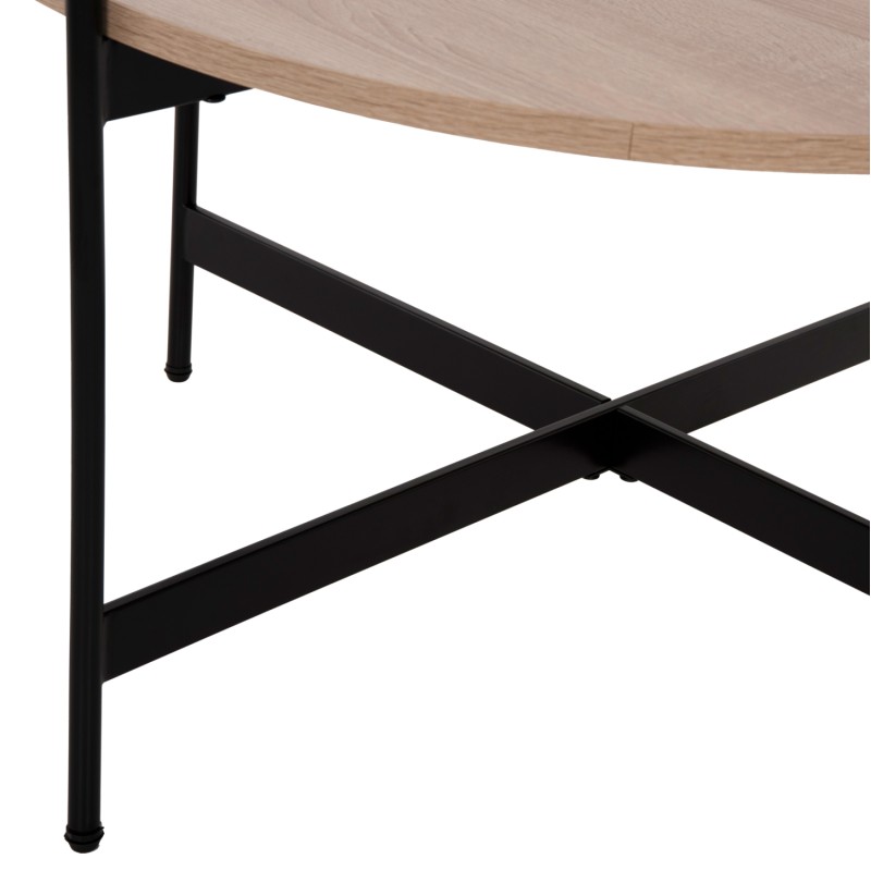 COFFEE TABLE FK9588.03 MDF SONOMA TABLETOP-BLACK METAL BASE Φ80x45Hcm. COFFEE TABLE FK9588.03 MDF SONOMA TABLETOP-BLACK METAL BASE Φ80x45Hcm.