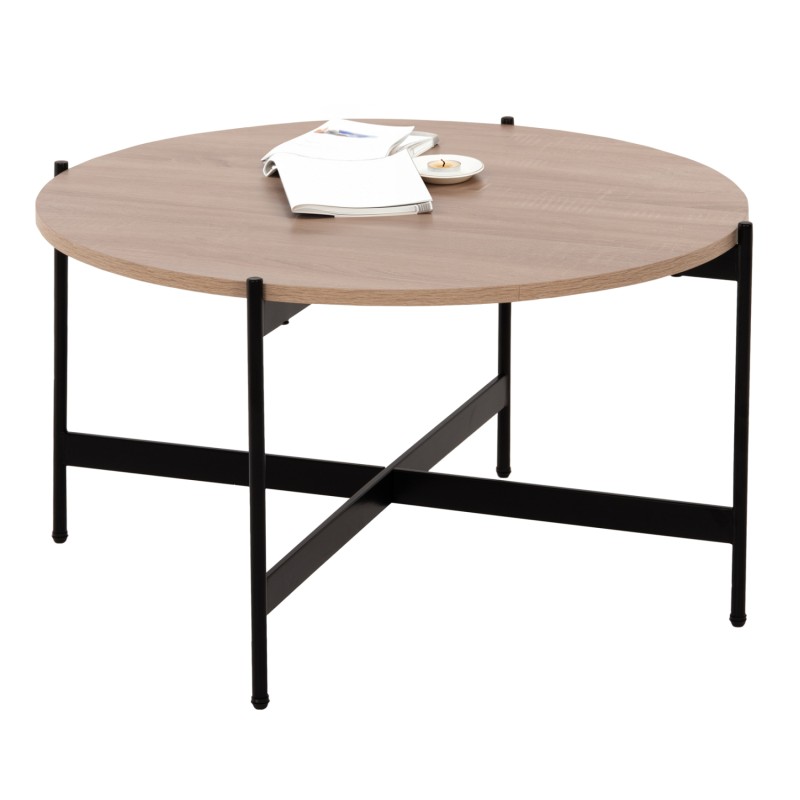 COFFEE TABLE FK9588.03 MDF SONOMA TABLETOP-BLACK METAL BASE Φ80x45Hcm. COFFEE TABLE FK9588.03 MDF SONOMA TABLETOP-BLACK METAL BASE Φ80x45Hcm.