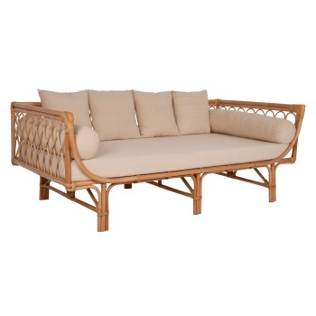 DAYBED-SOFA ALIKI FK9658 RATTAN IN NATURAL-BEIGE CUSHIONS  200x100x76Hcm.