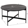 COFFEE TABLE FK9588.01 MDF BLACK MARBLE TABLETOP-BLACK METAL BASE Φ80x45Hcm. COFFEE TABLE FK9588.01 MDF BLACK MARBLE TABLETOP-BLACK METAL BASE Φ80x45Hcm.