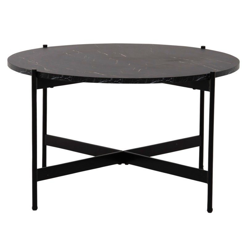 COFFEE TABLE FK9588.01 MDF BLACK MARBLE TABLETOP-BLACK METAL BASE Φ80x45Hcm. COFFEE TABLE FK9588.01 MDF BLACK MARBLE TABLETOP-BLACK METAL BASE Φ80x45Hcm.