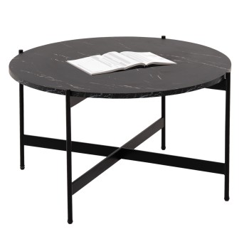 COFFEE TABLE FK9588.01 MDF BLACK MARBLE TABLETOP-BLACK METAL BASE Φ80x45Hcm.