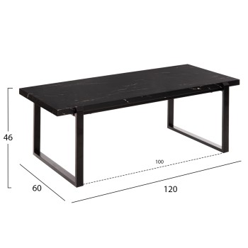 COFFEE TABLE SHABEN FK9585.01 MDF IN BLACK MARBLE TABLETOP-BLACK METAL BASE 120x60X46Hcm. COFFEE TABLE SHABEN FK9585.01 MDF IN BLACK MARBLE TABLETOP-BLACK METAL BASE 120x60X46Hcm.
