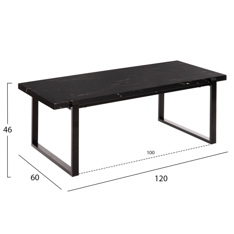 COFFEE TABLE SHABEN FK9585.01 MDF IN BLACK MARBLE TABLETOP-BLACK METAL BASE 120x60X46Hcm. COFFEE TABLE SHABEN FK9585.01 MDF IN BLACK MARBLE TABLETOP-BLACK METAL BASE 120x60X46Hcm.