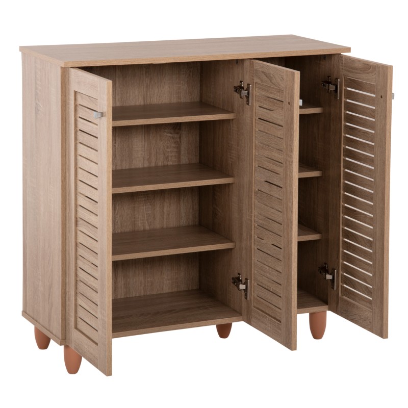 SHOE CABINET PROLLY FK9609.02 MELAMINE IN SONOMA-3 DOORS-4 SHELVES 87x32x88Hcm. SHOE CABINET PROLLY FK9609.02 MELAMINE IN SONOMA-3 DOORS-4 SHELVES 87x32x88Hcm.
