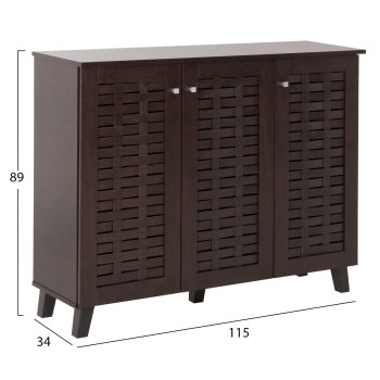 SHOE CABINET PRODY FK9610.01 MELAMINE IN WENGE 3 DOORS 115x34x89Hcm.