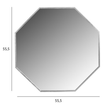 WALL MIRROR FK9583.40 OCTAGON SILVER ALUMINUM FRAME 55,5x2,5x55,5Hcm. WALL MIRROR FK9583.40 OCTAGON SILVER ALUMINUM FRAME 55,5x2,5x55,5Hcm.