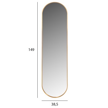 WALL MIRROR FK9581.30 TALL OVAL GOLD ALUMINUM FRAME 38,5x4x149Hcm. WALL MIRROR FK9581.30 TALL OVAL GOLD ALUMINUM FRAME 38,5x4x149Hcm.