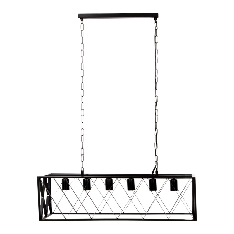 CEILING PENDANT LAMP FK4128 6LIGHTS-BLACK METAL FRAME 77,5x25x101Hcm. CEILING PENDANT LAMP FK4128 6LIGHTS-BLACK METAL FRAME 77,5x25x101Hcm.