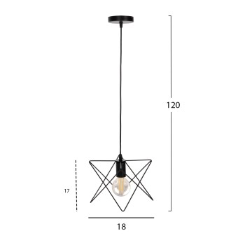 CEILING PENDANT LAMP FK4075 BLACK METAL CAP 18x17x120Hcm. CEILING PENDANT LAMP FK4075 BLACK METAL CAP 18x17x120Hcm.