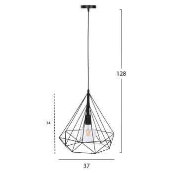 CEILING PENDANT LAMP FK4064 BLACK METAL CAP 32x37x128Hcm. CEILING PENDANT LAMP FK4064 BLACK METAL CAP 32x37x128Hcm.