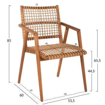 ARMCHAIR VAYA FK9823 TEAK WOOD-SYNTHETIC ROPE IN NATURAL COLOR 53.5x60.5x85Hcm. ARMCHAIR VAYA FK9823 TEAK WOOD-SYNTHETIC ROPE IN NATURAL COLOR 53.5x60.5x85Hcm.