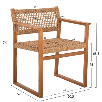 ARMCHAIR NARLEY FK9824 TEAK WOOD-SYNTHETIC ROPE IN NATURAL COLOR 60.5x52x76Hcm. ARMCHAIR NARLEY FK9824 TEAK WOOD-SYNTHETIC ROPE IN NATURAL COLOR 60.5x52x76Hcm.