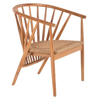 ARMCHAIR PERMAINE FK9825 TEAK WOOD-SYNTHETIC ROPE IN NATURAL COLOR 57.5x59.5x82Hcm.
