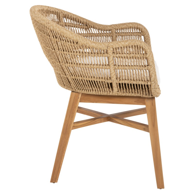 ARMCHAIR LAMORA FK9826 TEAK WOOD-SYNTHETIC ROPE-CUSHION 58.5x58.5x76Hcm. ARMCHAIR LAMORA FK9826 TEAK WOOD-SYNTHETIC ROPE-CUSHION 58.5x58.5x76Hcm.