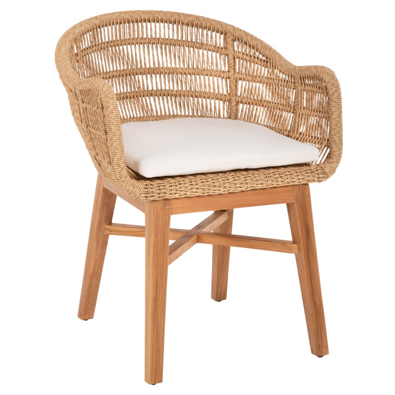 ARMCHAIR LAMORA FK9826 TEAK WOOD-SYNTHETIC ROPE-CUSHION 58.5x58.5x76Hcm. ARMCHAIR LAMORA FK9826 TEAK WOOD-SYNTHETIC ROPE-CUSHION 58.5x58.5x76Hcm.