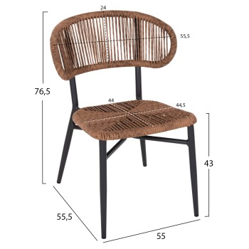 CHAIR EULO FK6049.03 ALUMINUM IN ANTHRACITE-SYNTHETIC RATTAN IN GREY 49x60x78Hcm CHAIR EULO FK6049.03 ALUMINUM IN ANTHRACITE-SYNTHETIC RATTAN IN GREY 49x60x78Hcm