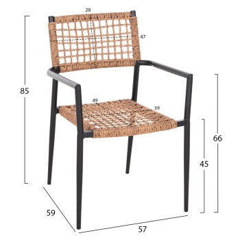 ARMCHAIR TRILAN FK6044.02 ALUMINUM IN BLACK-SYNTHETIC RATTAN IN NATURAL 57x59x85Hcm. ARMCHAIR TRILAN FK6044.02 ALUMINUM IN BLACK-SYNTHETIC RATTAN IN NATURAL 57x59x85Hcm.
