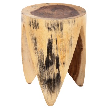 STOOL ONYX FK9755 SOLID SUAR WOOD IN NATURAL COLOR-CLAW SHAPE Φ30Χ40Hcm.