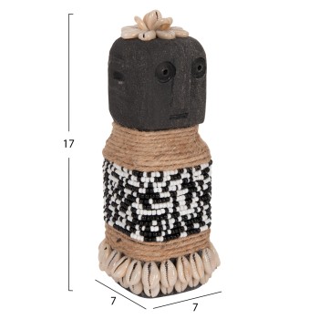 TABLE STATUETTE SUMBA FK4311 MADE OF BLACK PARAS STONE-BEADS-SEAGRASS ROPE 7x7x17Hcm. TABLE STATUETTE SUMBA FK4311 MADE OF BLACK PARAS STONE-BEADS-SEAGRASS ROPE 7x7x17Hcm.