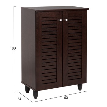 SHOE CABINET PROLLY FK9608.01 MELAMINE IN WENGE-2 DOORS-4 SHELVES 60x34x88Hcm.