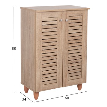 SHOE CABINET PROLLY FK9608.02 MELAMINE IN SONAMA-2 DOORS-4 SHELVES 60x34x88Hcm. SHOE CABINET PROLLY FK9608.02 MELAMINE IN SONAMA-2 DOORS-4 SHELVES 60x34x88Hcm.